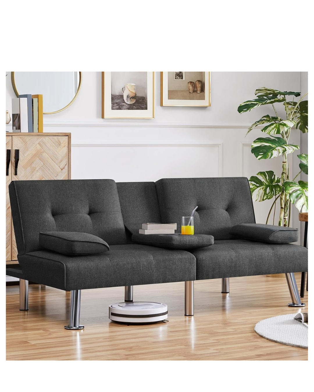 Yaheetech Convertible Sofa Bed Adjustable Fabric Couch Sleeper Modern Recliner Reversible Loveseat