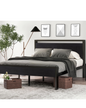 SHA CERLIN 14 Inch Queen Size Metal Platform Bed Frame with Wooden Headboard