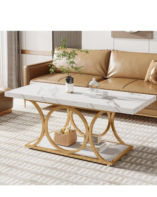 Tribesigns Rectangle Coffee Table, 46.45-inch Modern Coffee Tables for Living Room,