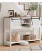 Entryway Table with Storage, 46" Modern Farmhouse Console Table with Sliding Barn Door, Wood Sofa Table for Hallway,