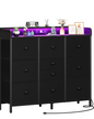 Yoobure Dresser for Bedroom with Charging Station and LED Lights, Tall Dressers TV Stand with 10 Storage Drawers,