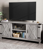 YESHOMY Modern Farmhouse TV Stand with Two Barn Doors and Storage Cabinets for Televisions up to 65+ Inch,