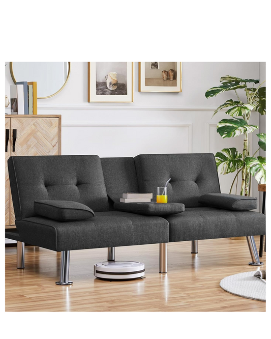 Yaheetech Convertible Sofa Bed Adjustable Fabric Couch Sleeper Modern Recliner Reversible Loveseat