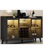 Loomie Wine Bar Cabinet with LED Light, Home Coffee Cabinet with Wine Rack and Glass Holder, Kitchen Buffet Sideboard W Storage Shelf