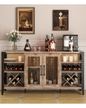 Vabches 58" Wine Cabinet with Wine Rack Storage,Home Bar for Liquor and Glasses, Farmhouse Coffee Bar Cabinet